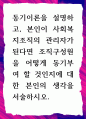 [ 동기이론을 설명하고, 본인이 사회복지조직의 관리자가 된다면 조직구성원을 어떻게 동기부여 할 것인지에 대한 본인의 생각 ] 1페이지