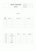HACCP(위해요소중점관리기준)기준서 자체제작 완성본 (텍스트파일) 2페이지