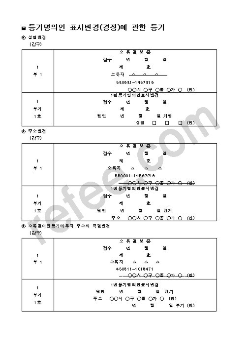 등기명의인 표시변경(경정)에 관한 등기