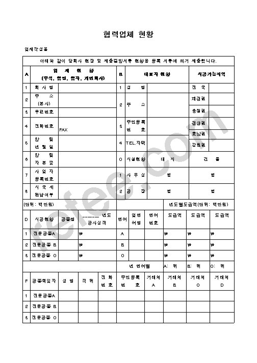 협력업체 현황