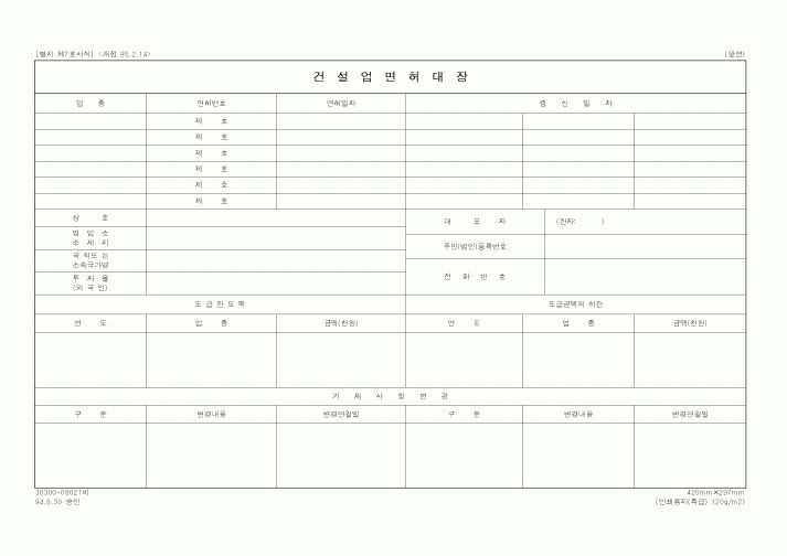 (건설교통부)건설업면허대장