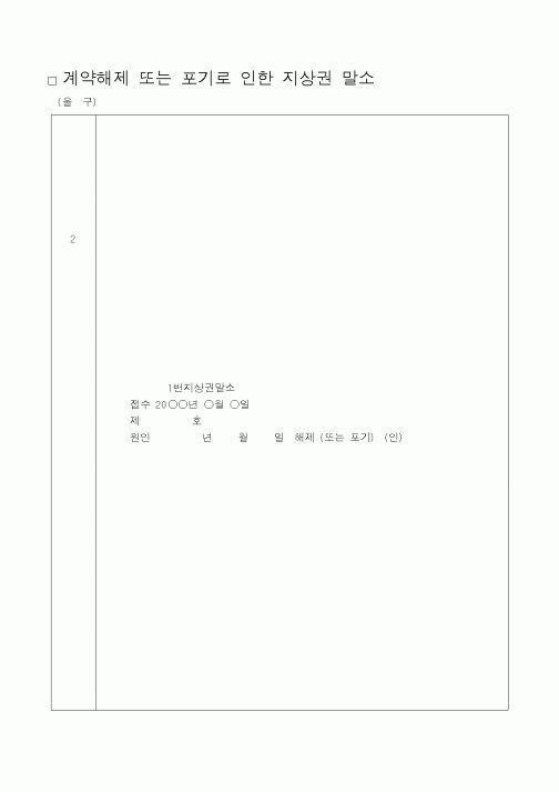 (법무부)계약해제 도는 포기로 인한 지상권 말소
