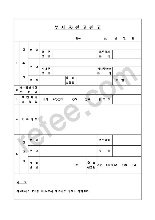 부재자선고신고