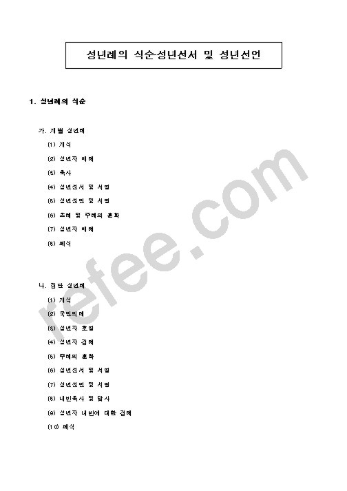 성년례의 식순·성년선서 및 성년선언