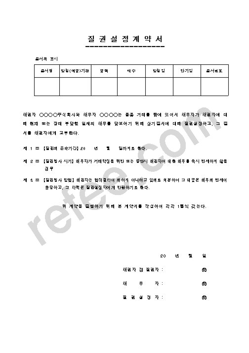 질권설정계약서