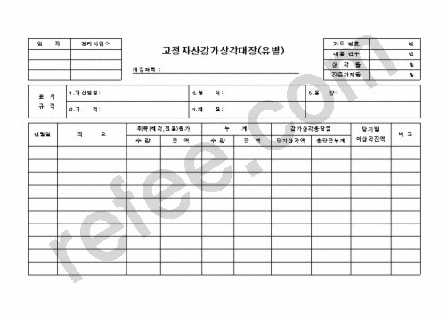 고정자산감가상각대장(유별)