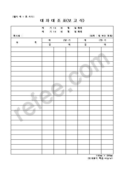 대차대조표(보고식)