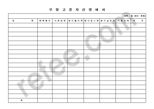 무형고정자산명세서