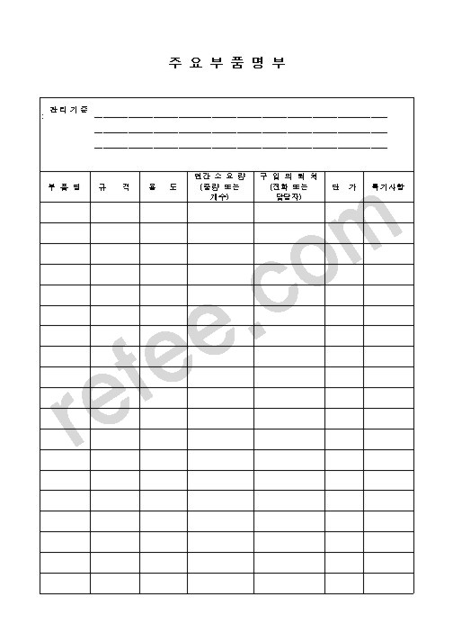 주요부품명부