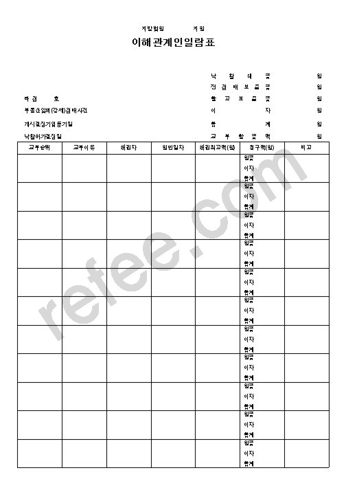 이해관계인일람표