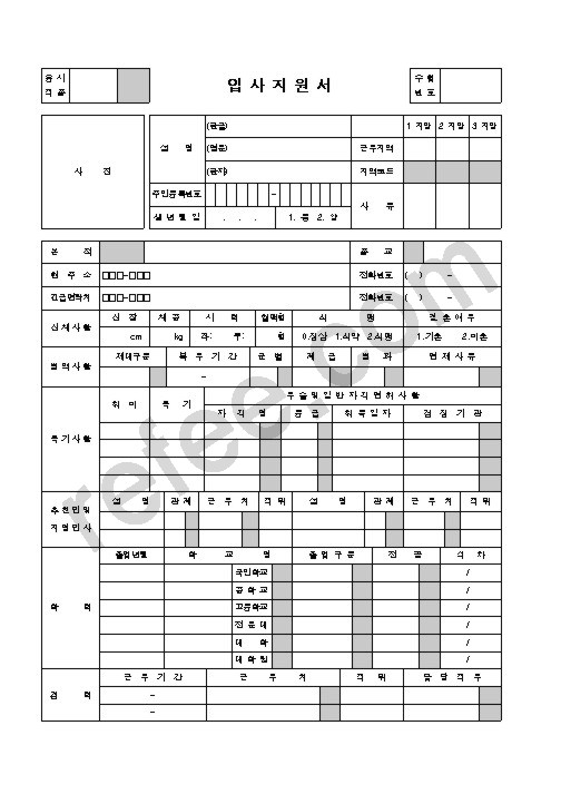 입 사 지 원 서