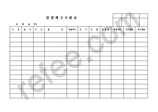 일 일 재 고 조 정 표
