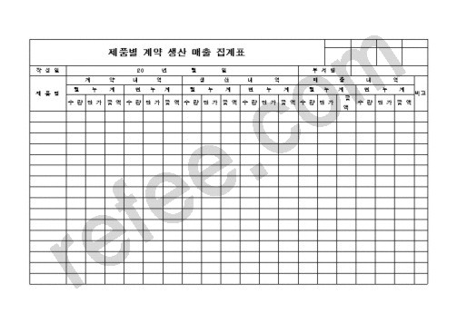 제품별 계약 생산 매출 집계표