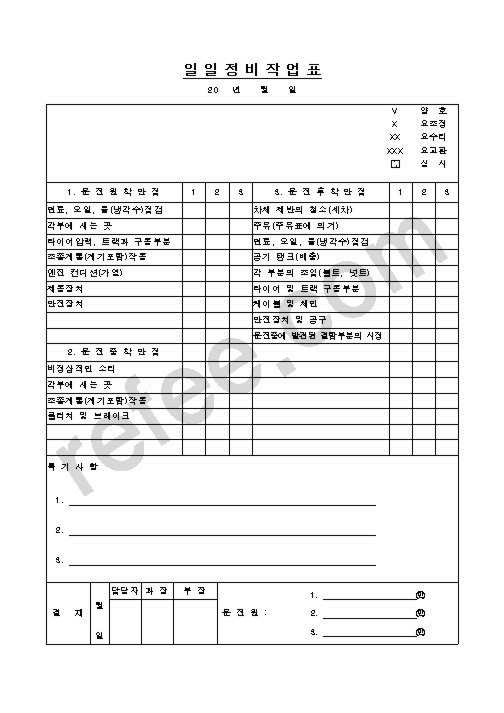 일일정비작업표