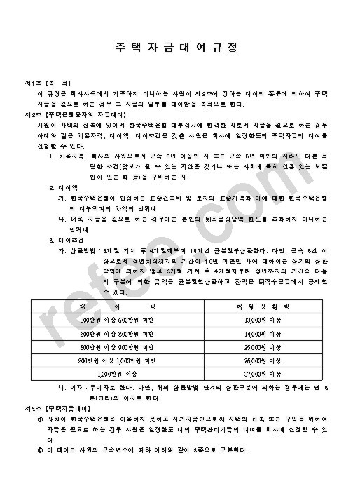 주 택 자 금 대 여 규 정