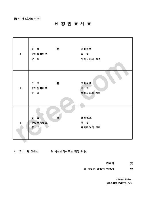 신청인표시표