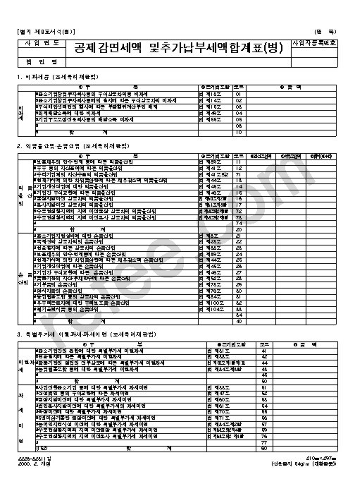 공제감면세액및추가납부세액합계표(병)