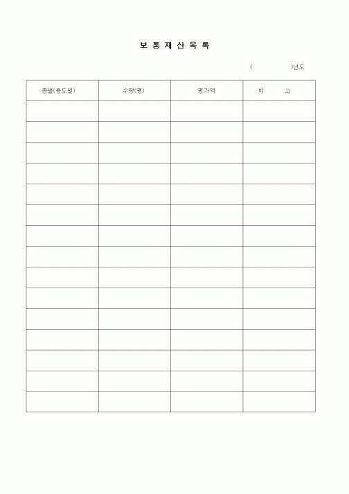 (창업)보통재산목록