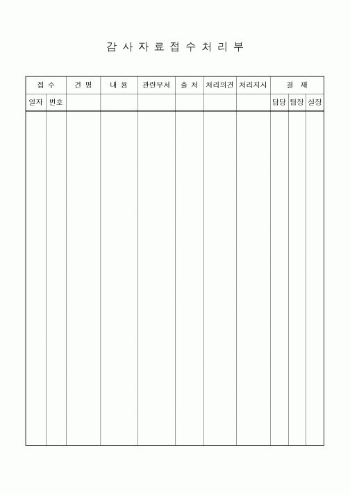 (경영)감사자료접수처리부 