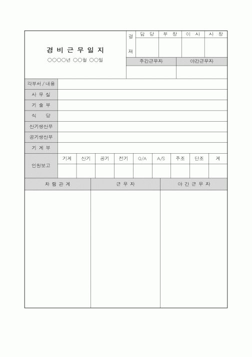 (총무)경비근무일지