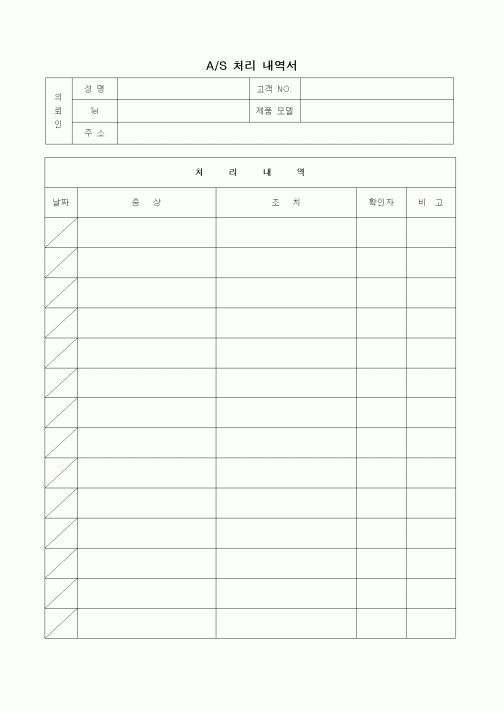 (판매/영업)A/S처리내역서