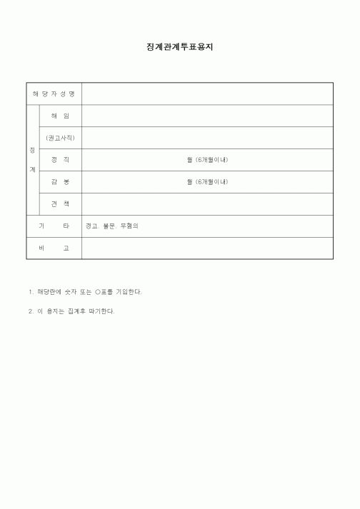 (인사/노무)징계관계 투표용지