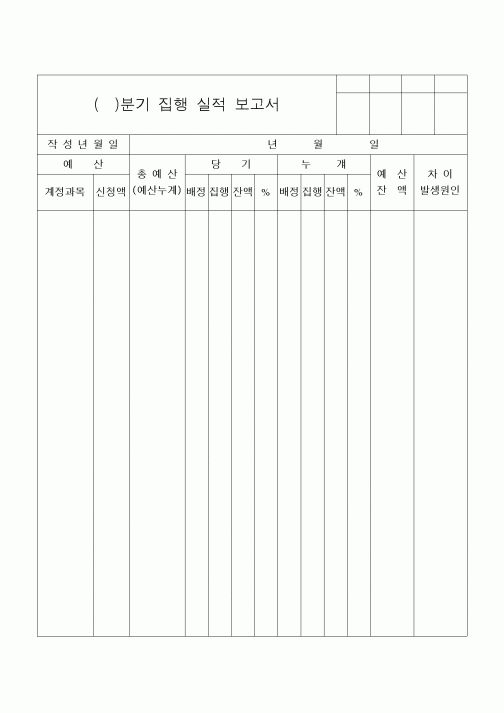(세무/회계)분기 집행 실적 보고서