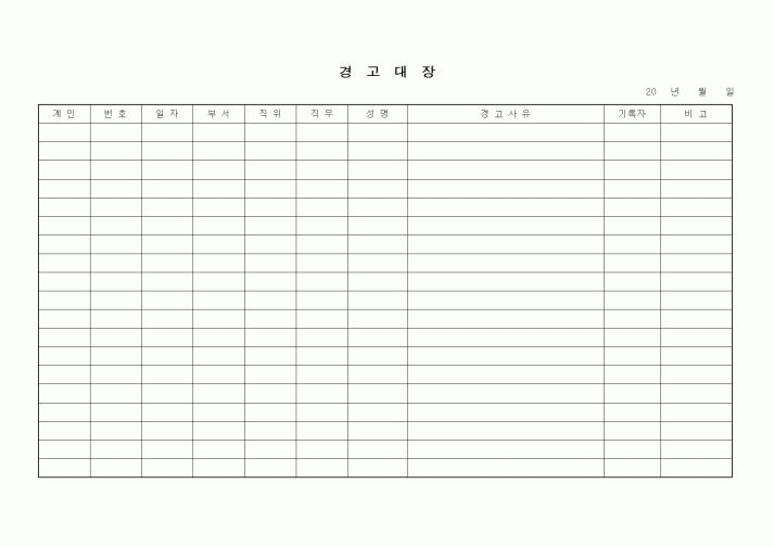 (인사/노무)경고대장