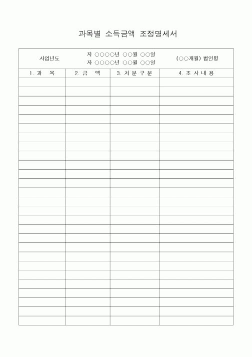 (세무/회계)과목별소득금액조정명세서1