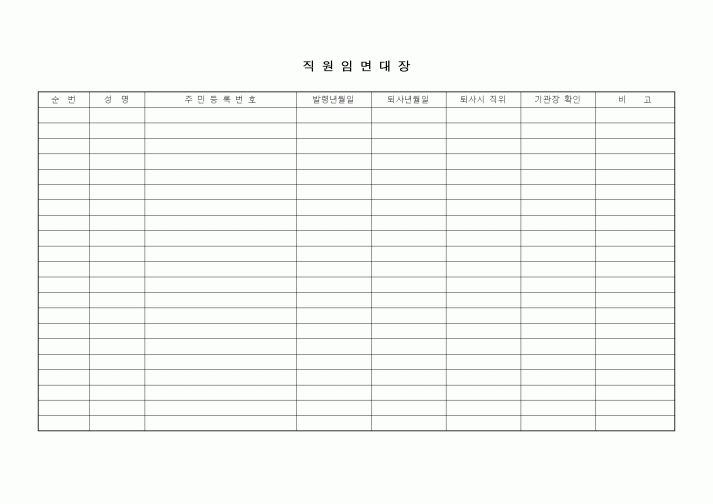 (인사/노무)직원임면대장