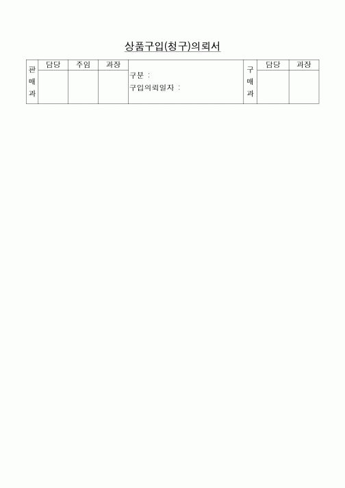 (구매/외주서식)상품구입(청구)의뢰서(1)