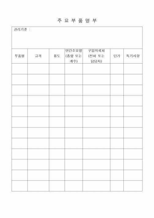 (구매/외주서식)주요부품명부2