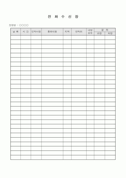 (총무)전화수신장
