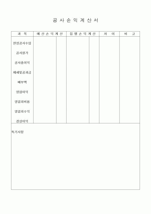 (공사예산/실행)공사손익계산서2
