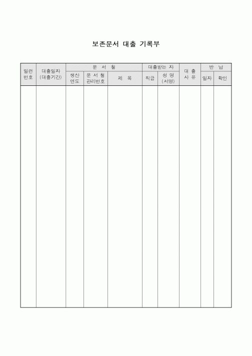 (총무)보존문서 대출기록부4