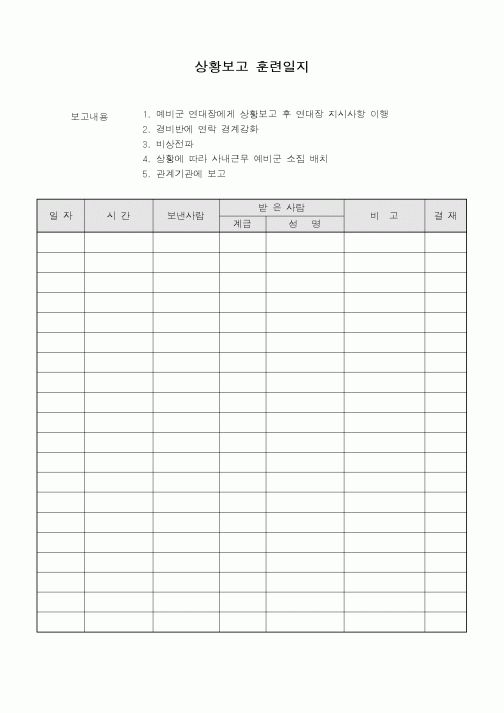 (총무)상황보고 훈련일지