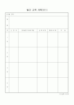 (제례서식)교회 월간 교육 계획안(1)