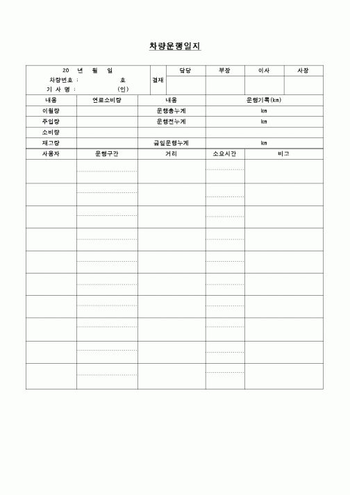 (교육행정)차량운행일지