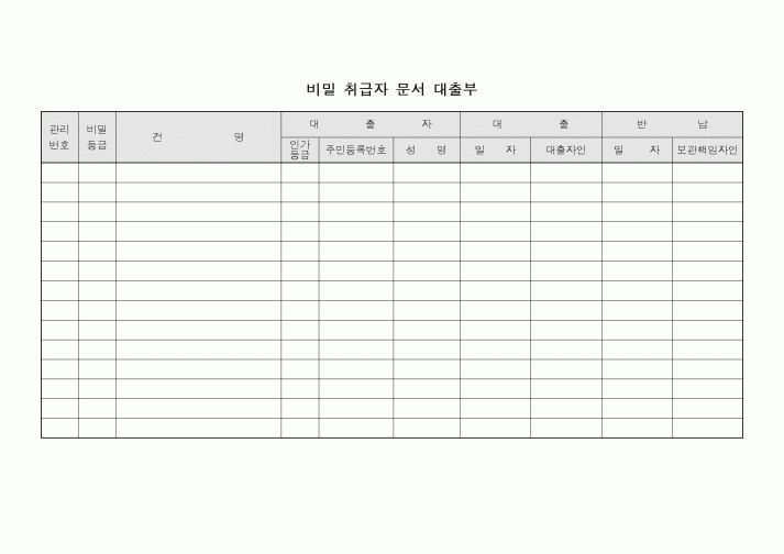 (총무)비밀취급자 문서대출부