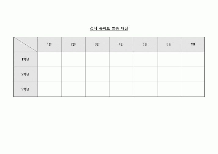 (중/고등학교)성적 통지표 발송 대장
