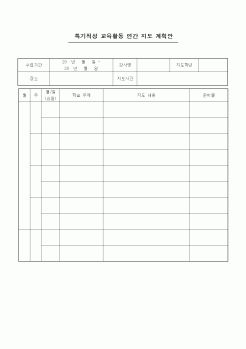 (중/고등학교)특기적성 교육활동 연간 지도 계획안