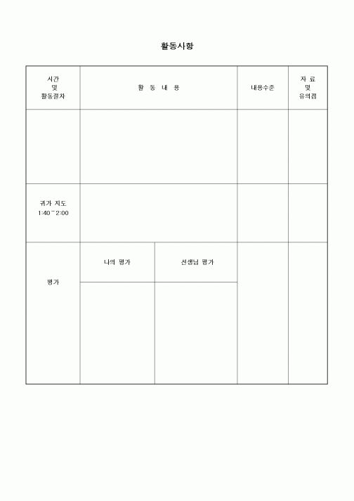 (중/고등학교)활동사항