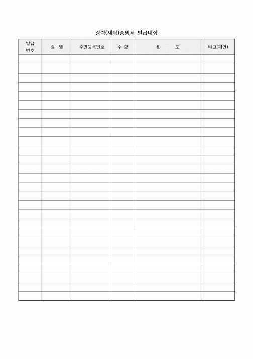 (특수/보육/유치원)경력(재직)증명서 발급대장
