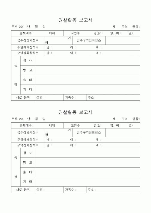 (제례서식)권찰활동 보고서