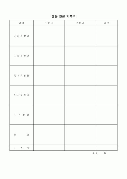(특수/보육/유치원)행동 관찰 기록부