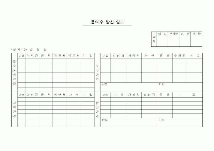 (총무)품의 수,발신일보