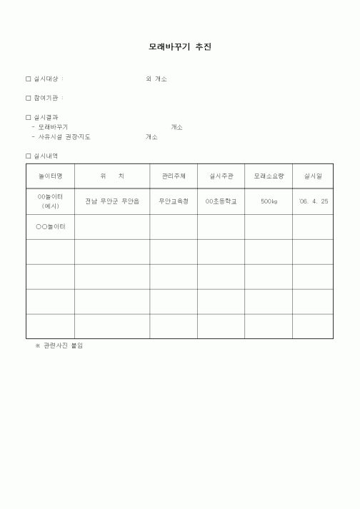 (특수/보육/유치원)모래바꾸기 추진실적