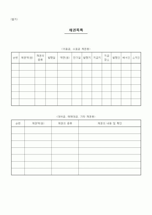 (채권/채무)채권목록