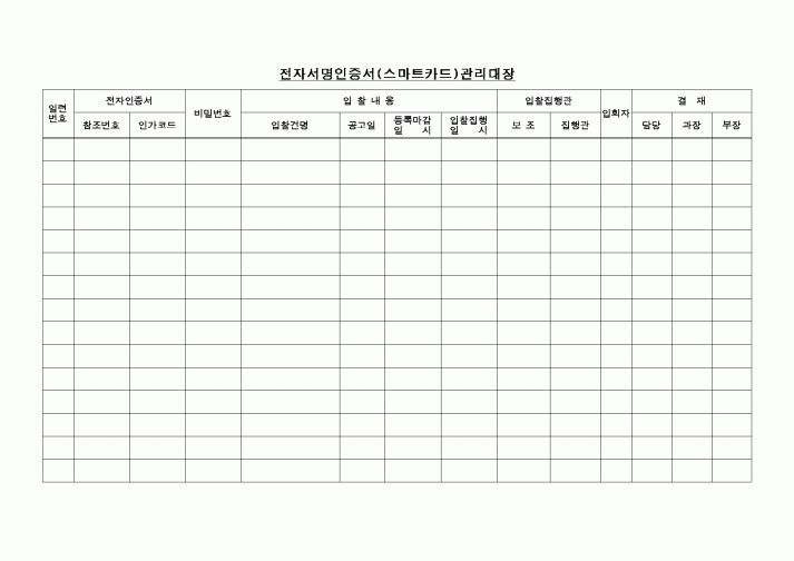 (제조/생산)스마트카드 관리대장
