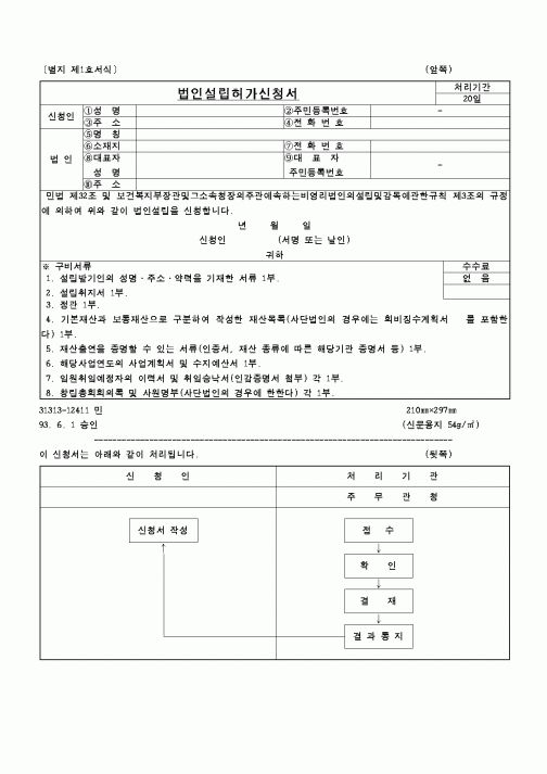 (보건복지부)법인설립허가신청서1